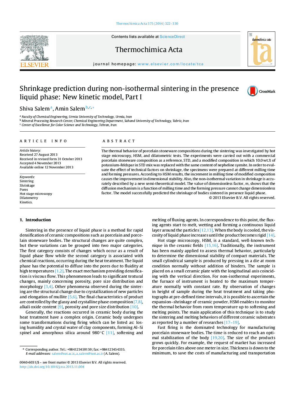 Shrinkage prediction during non-isothermal sintering in the presence liquid phase: New kinetic model, Part I