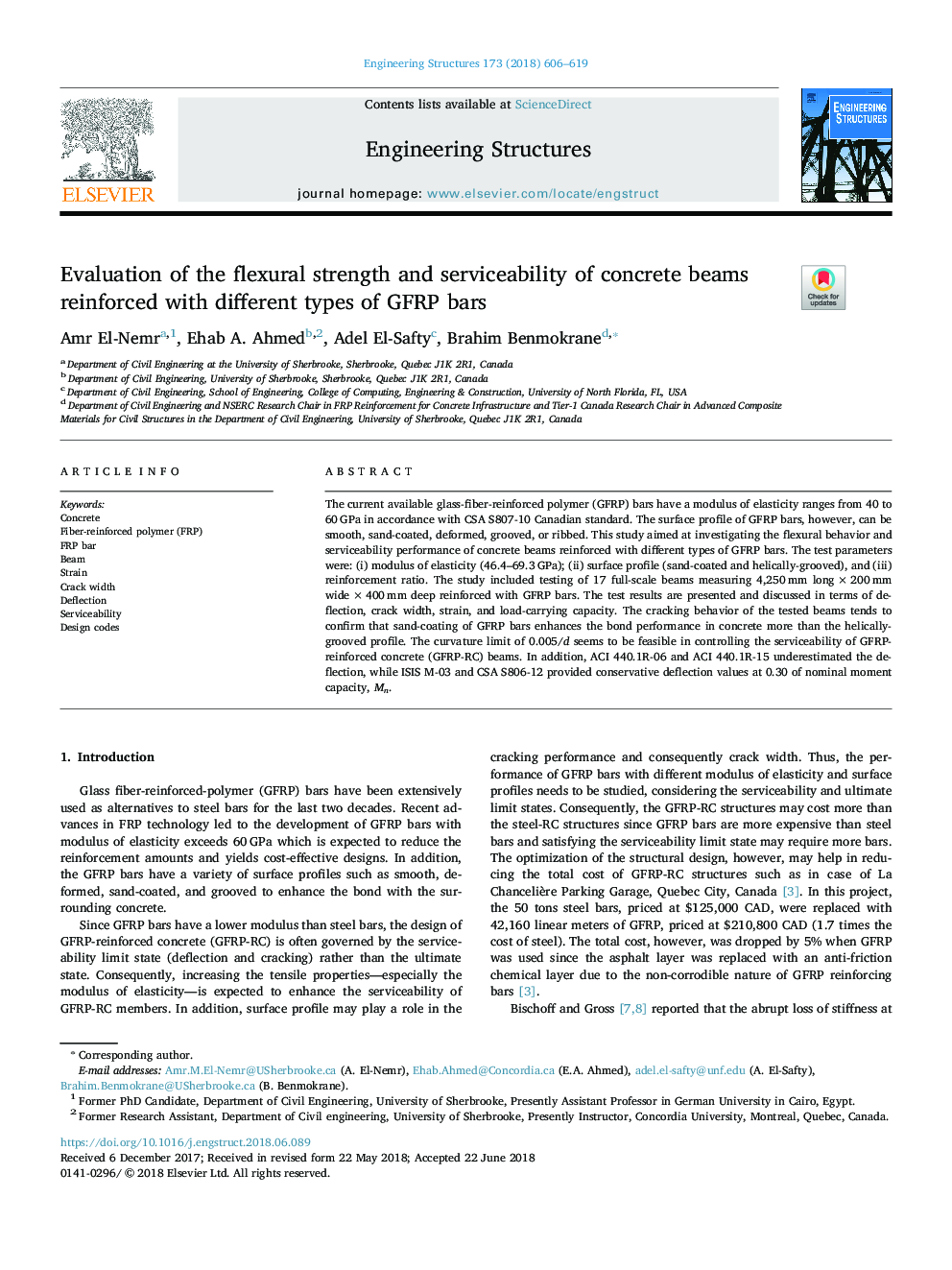 Evaluation of the flexural strength and serviceability of concrete beams reinforced with different types of GFRP bars