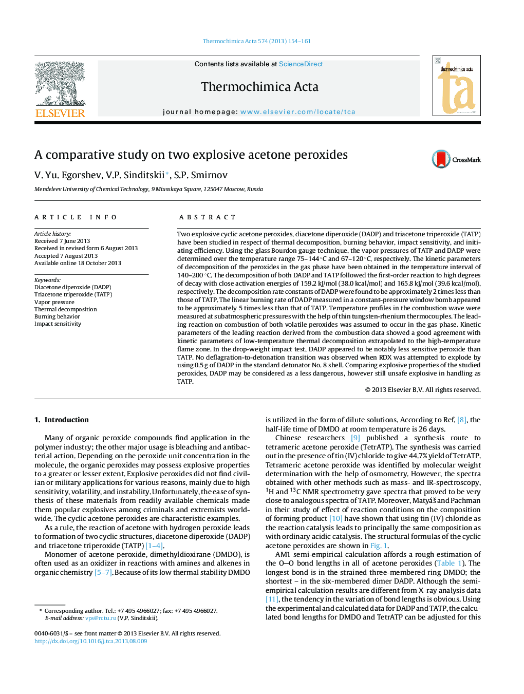 A comparative study on two explosive acetone peroxides