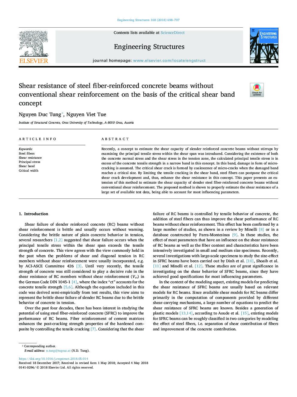 Shear resistance of steel fiber-reinforced concrete beams without conventional shear reinforcement on the basis of the critical shear band concept