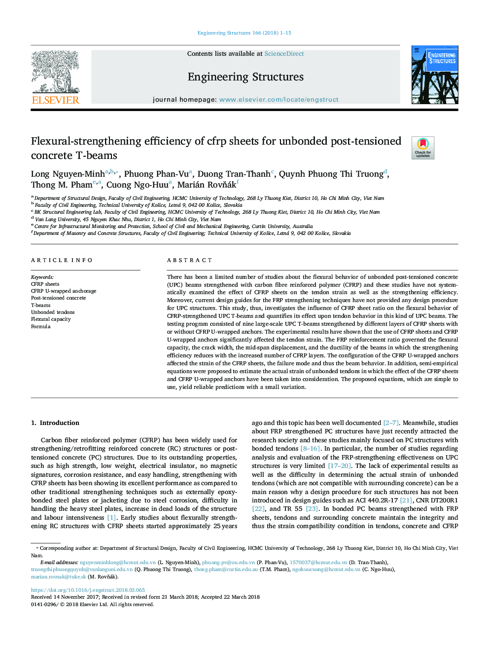 Flexural-strengthening efficiency of cfrp sheets for unbonded post-tensioned concrete T-beams