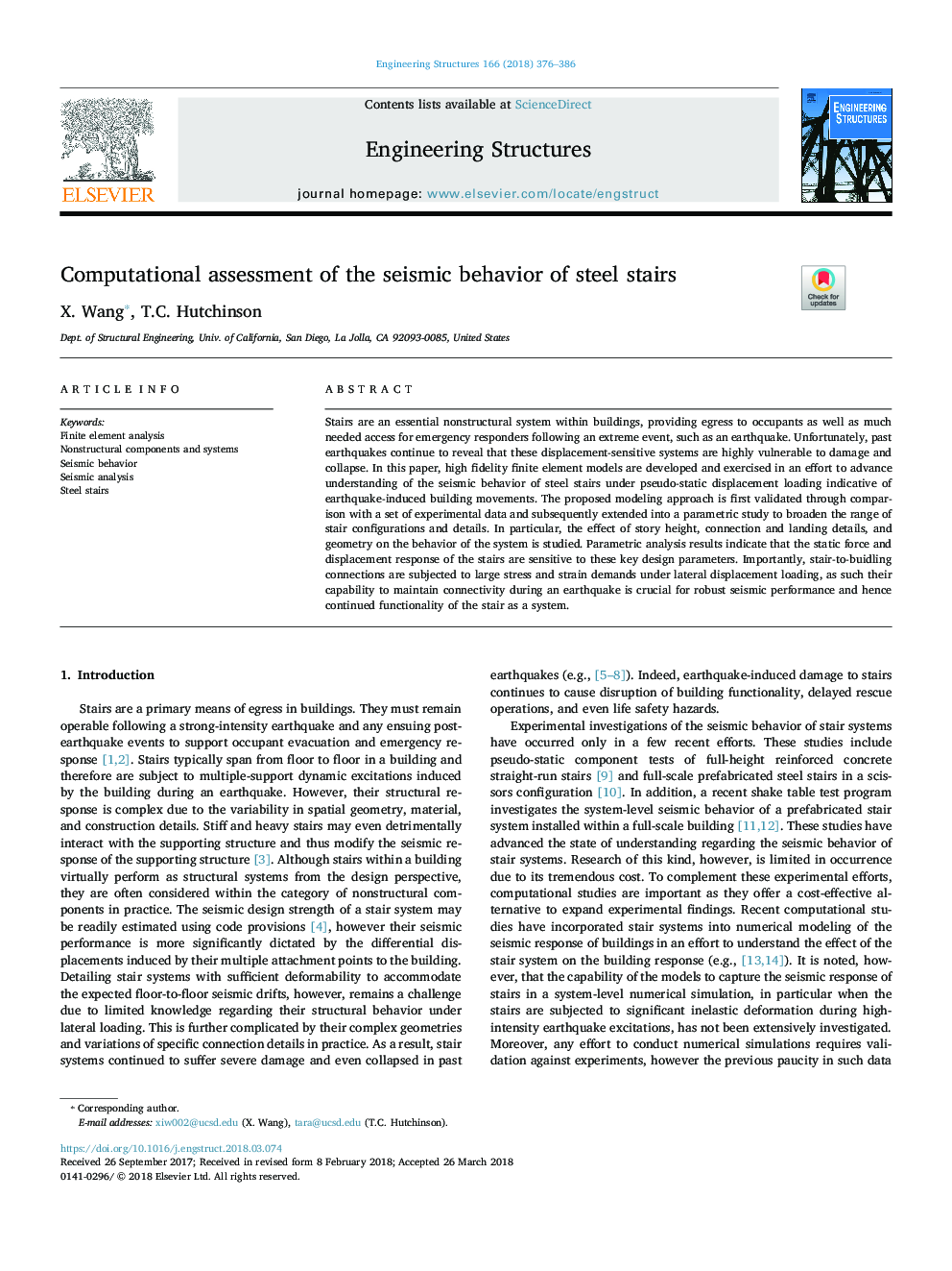 Computational assessment of the seismic behavior of steel stairs