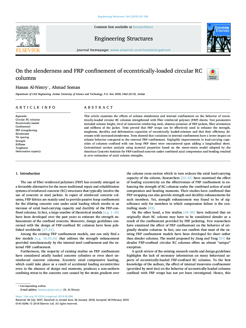 On the slenderness and FRP confinement of eccentrically-loaded circular RC columns