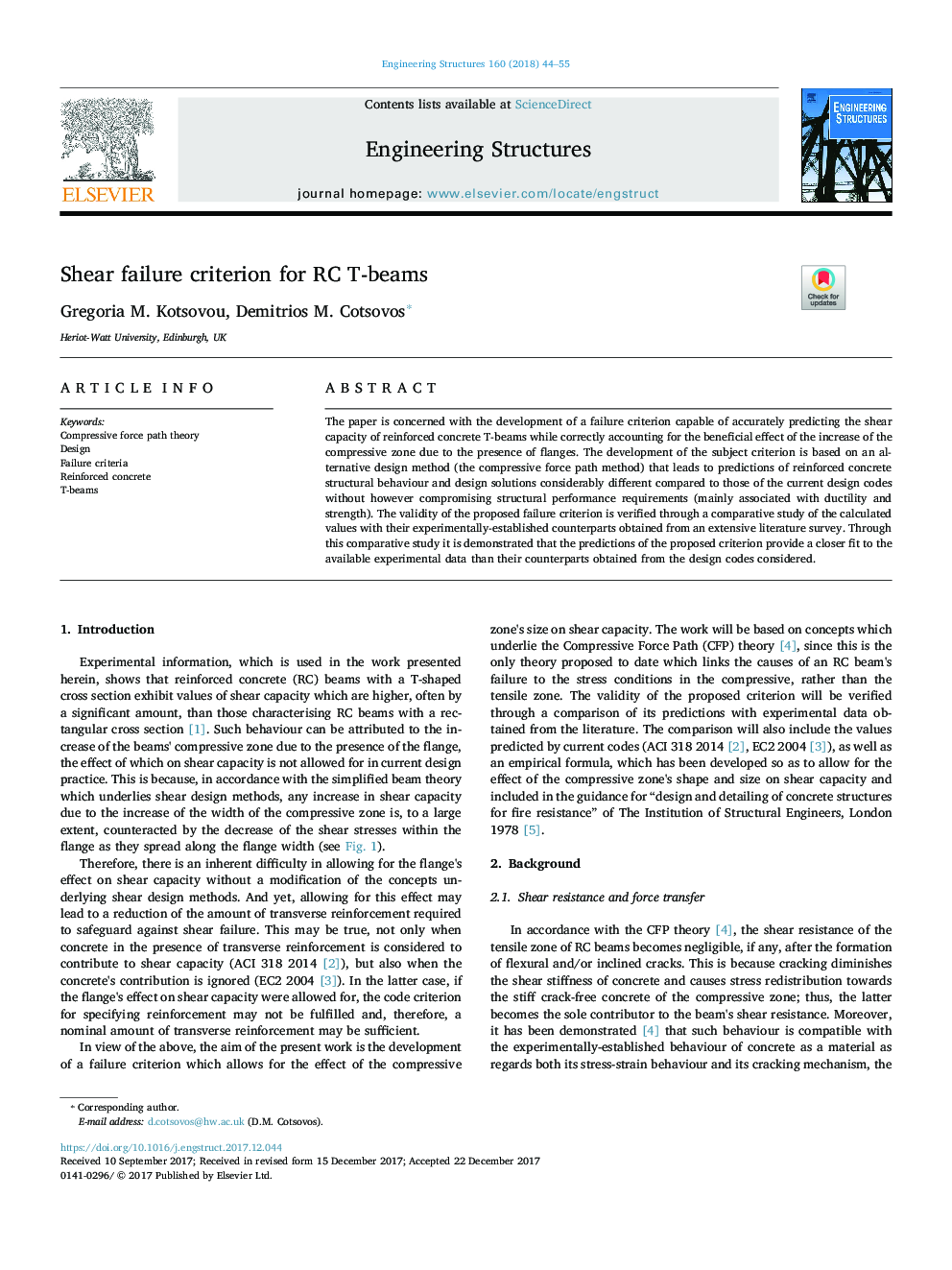 Shear failure criterion for RC T-beams