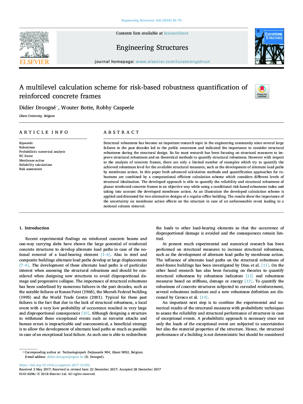 A multilevel calculation scheme for risk-based robustness quantification of reinforced concrete frames