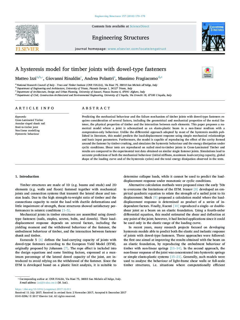 A hysteresis model for timber joints with dowel-type fasteners