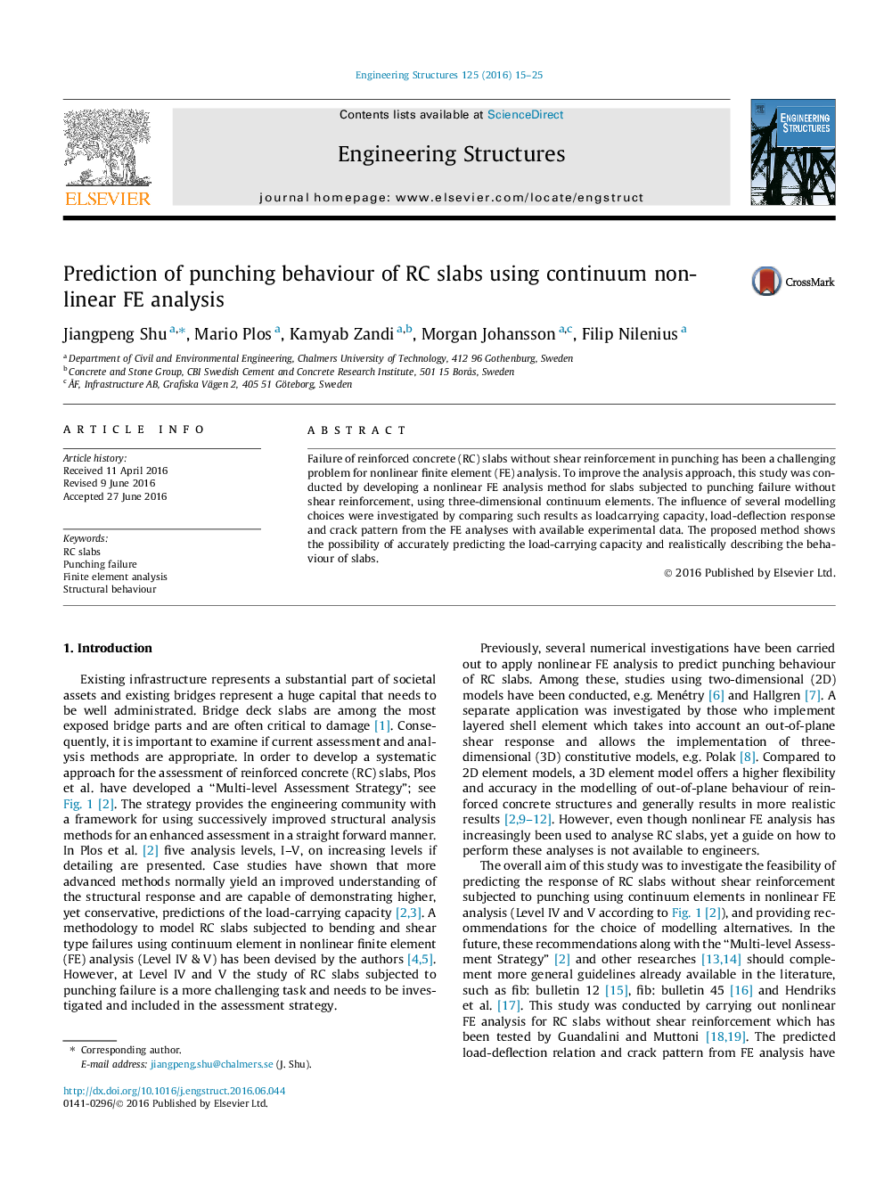 Prediction of punching behaviour of RC slabs using continuum non-linear FE analysis