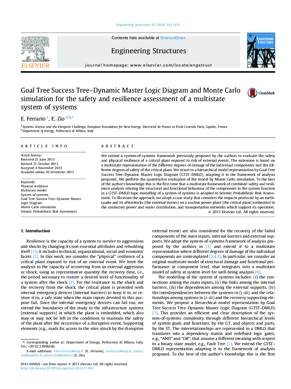 Goal Tree Success Tree-Dynamic Master Logic Diagram and Monte Carlo simulation for the safety and resilience assessment of a multistate system of systems