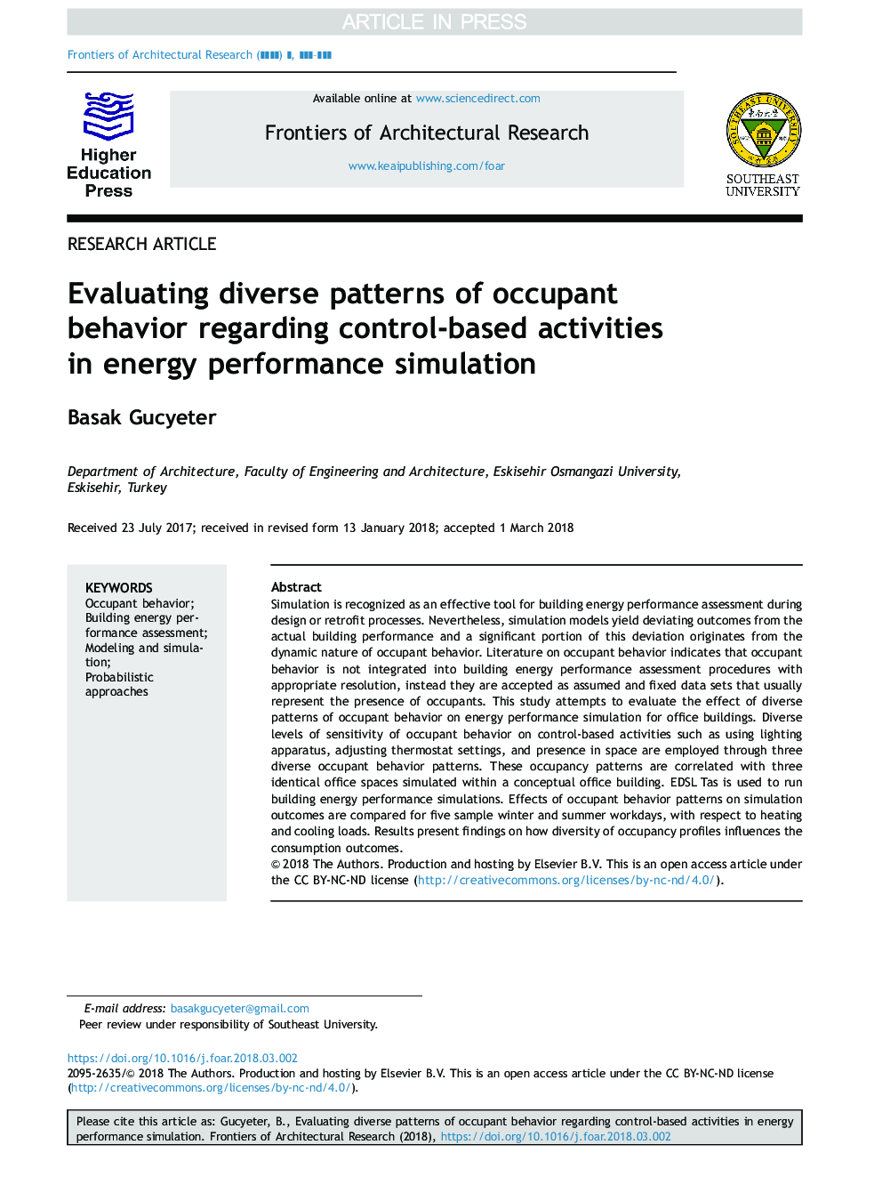 Evaluating diverse patterns of occupant behavior regarding control-based activities in energy performance simulation