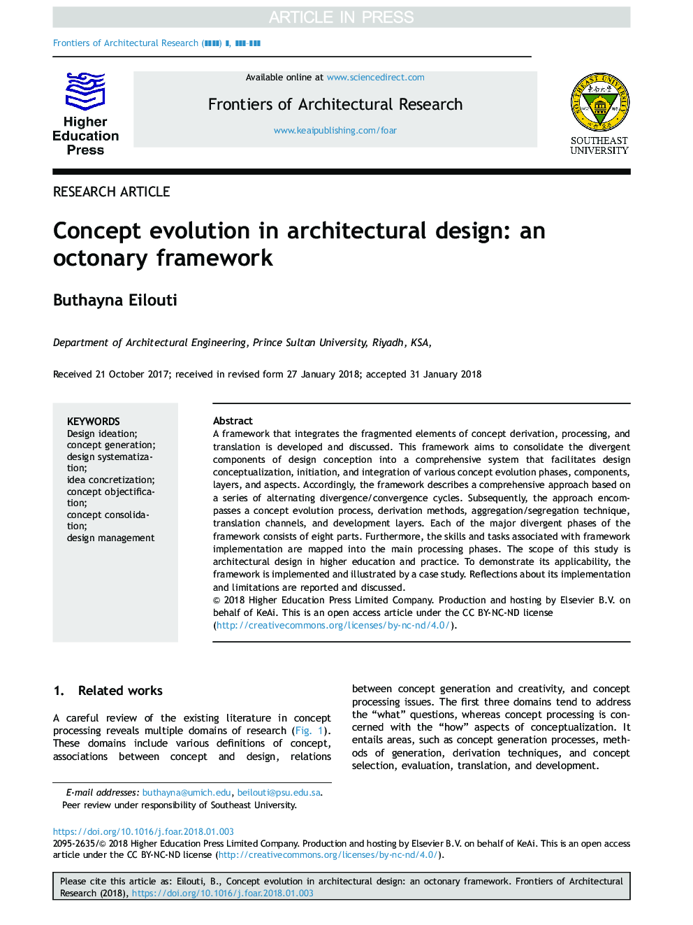 Concept evolution in architectural design: an octonary framework