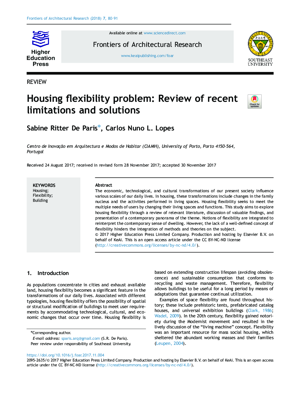 Housing flexibility problem: Review of recent limitations and solutions