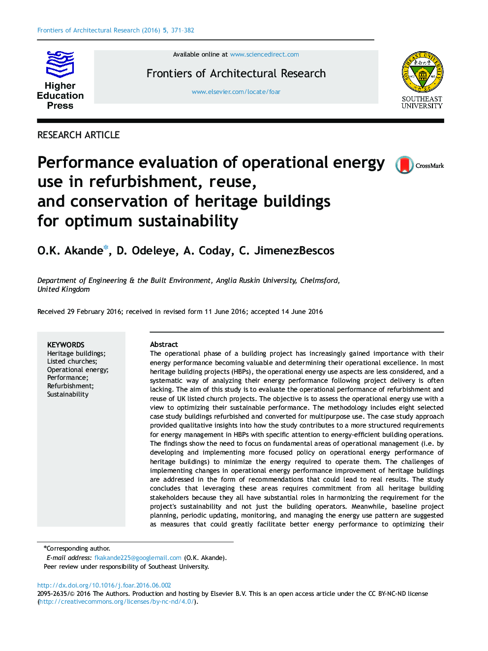 Performance evaluation of operational energy use in refurbishment, reuse, and conservation of heritage buildings for optimum sustainability