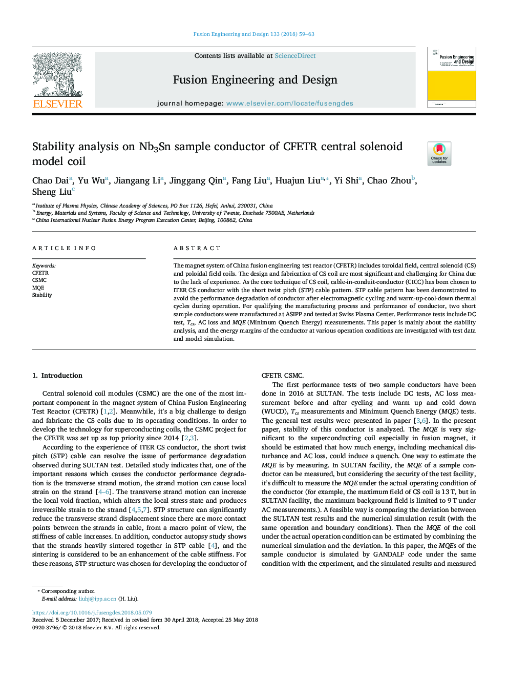 Stability analysis on Nb3Sn sample conductor of CFETR central solenoid model coil