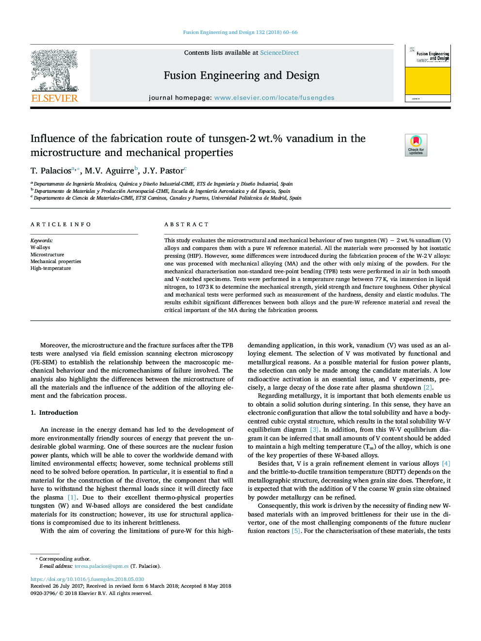 Influence of the fabrication route of tunsgen-2â¯wt.% vanadium in the microstructure and mechanical properties