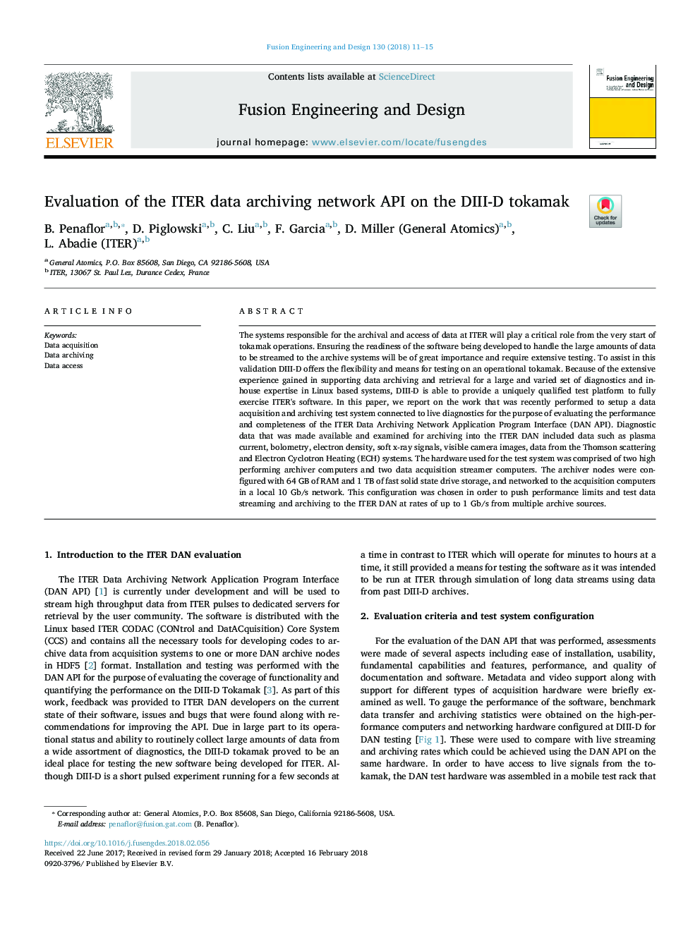 Evaluation of the ITER data archiving network API on the DIII-D tokamak