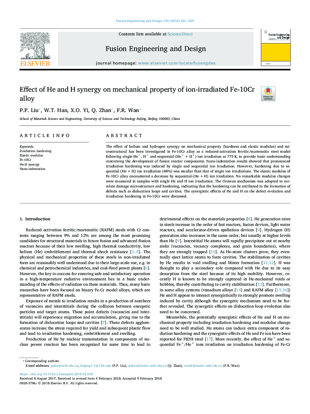 Effect of He and H synergy on mechanical property of ion-irradiated Fe-10Cr alloy