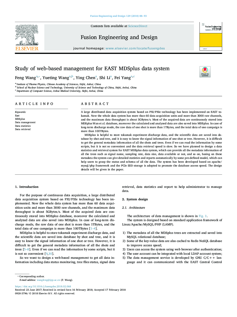 Study of web-based management for EAST MDSplus data system