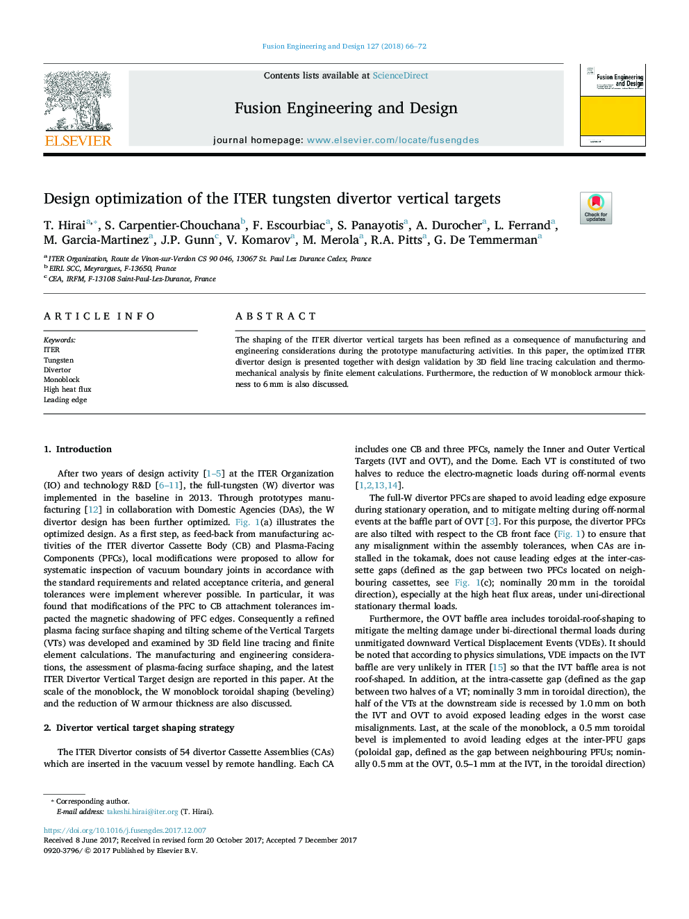 Design optimization of the ITER tungsten divertor vertical targets