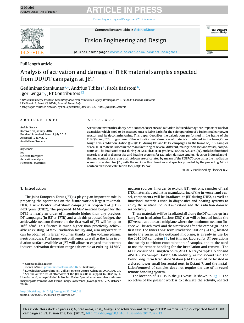 Analysis of activation and damage of ITER material samples expected from DD/DT campaign at JET