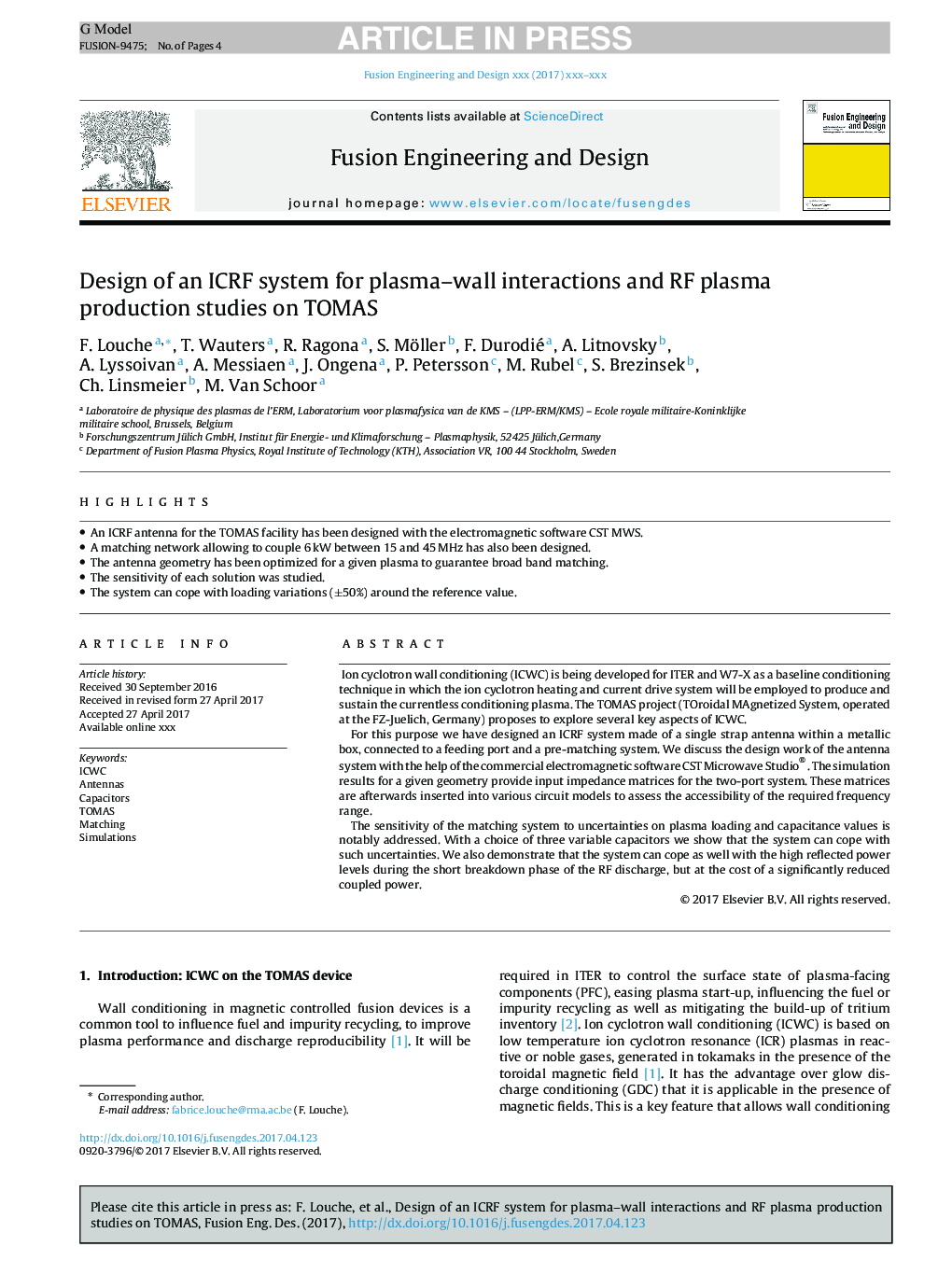 Design of an ICRF system for plasma-wall interactions and RF plasma production studies on TOMAS