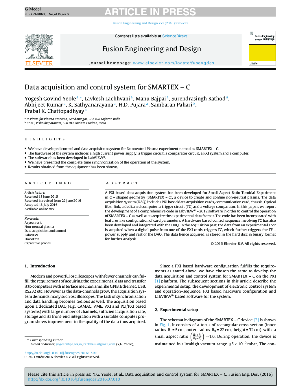 Data acquisition and control system for SMARTEX - C