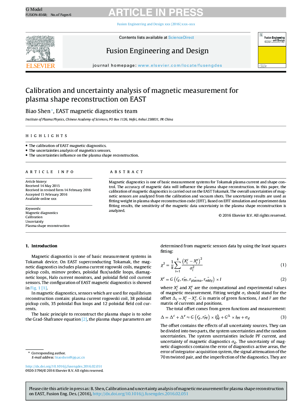 Calibration and uncertainty analysis of magnetic measurement for plasma shape reconstruction on EAST