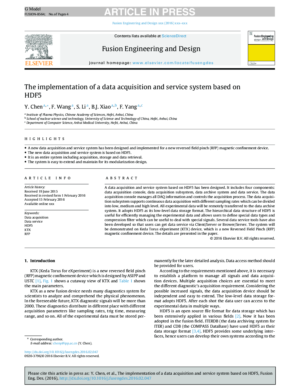 The implementation of a data acquisition and service system based on HDF5