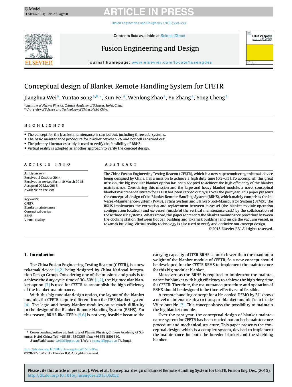 Conceptual design of Blanket Remote Handling System for CFETR