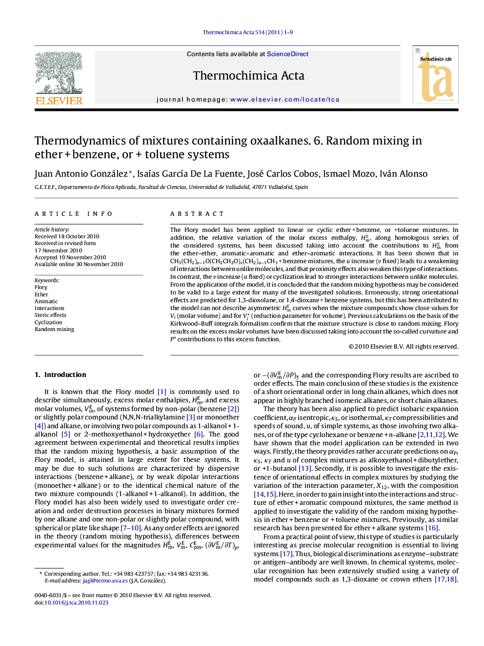 Thermodynamics of mixtures containing oxaalkanes. 6. Random mixing in ether + benzene, or + toluene systems