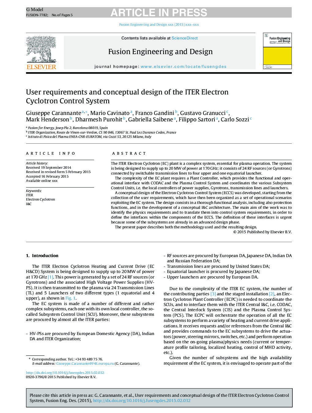User requirements and conceptual design of the ITER Electron Cyclotron Control System
