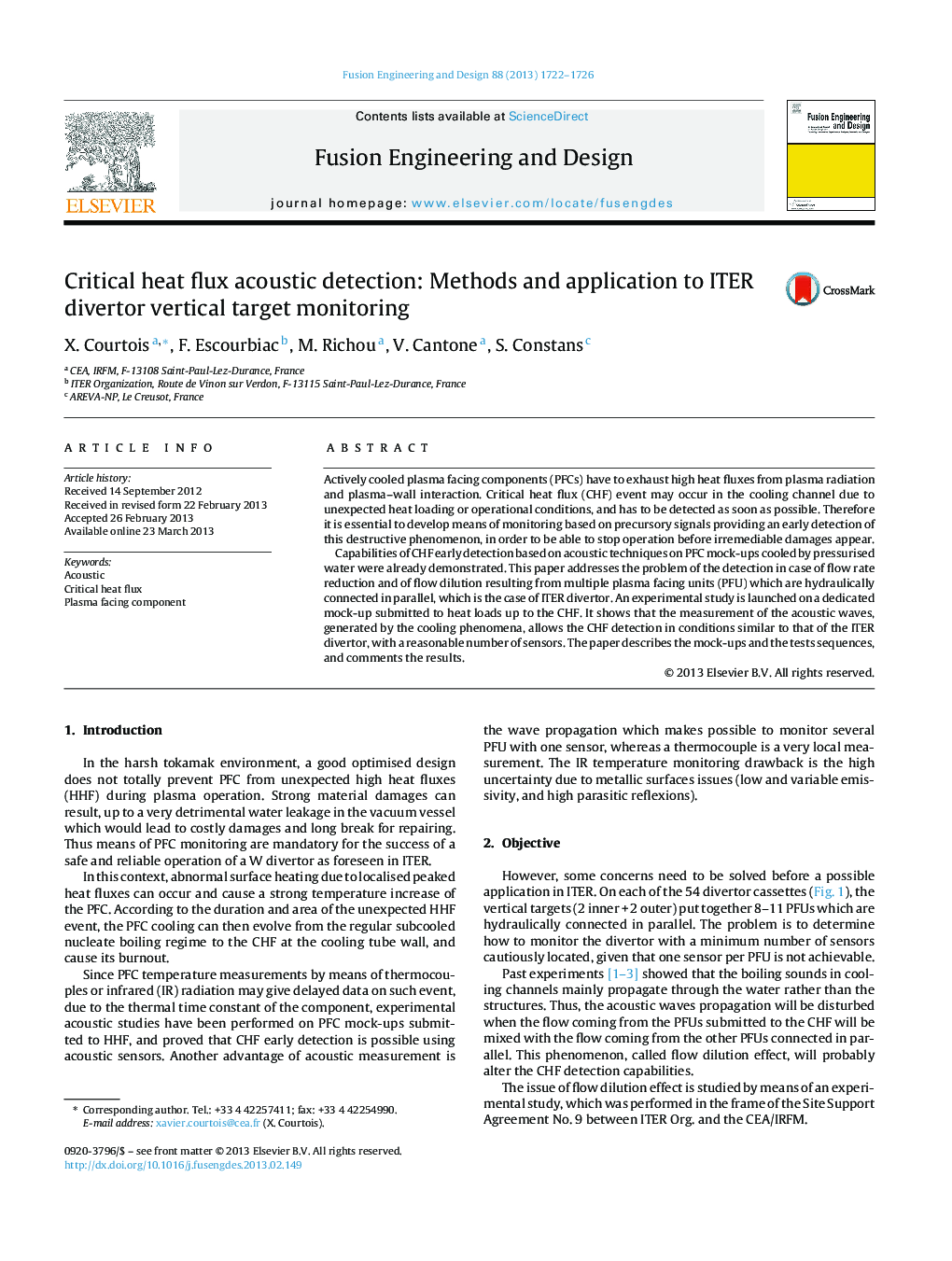 Critical heat flux acoustic detection: Methods and application to ITER divertor vertical target monitoring