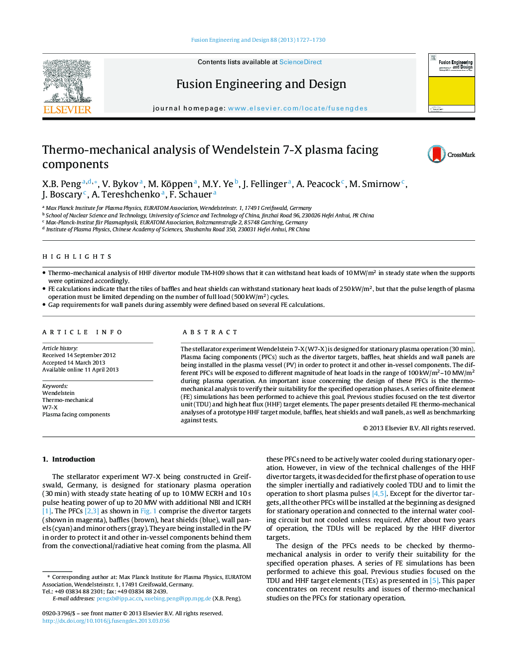 Thermo-mechanical analysis of Wendelstein 7-X plasma facing components