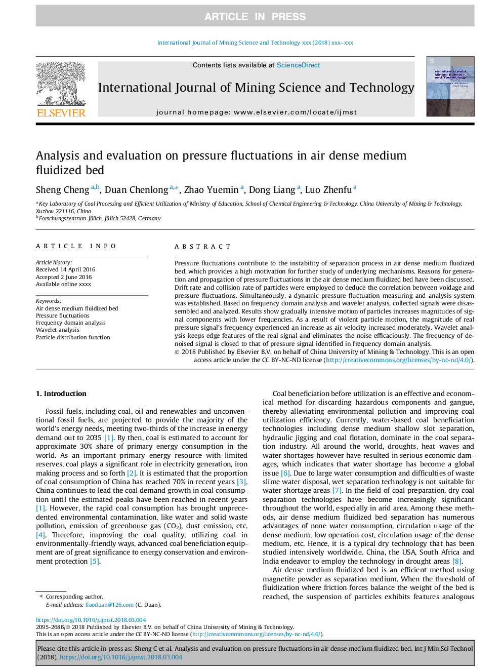 Analysis and evaluation on pressure fluctuations in air dense medium fluidized bed