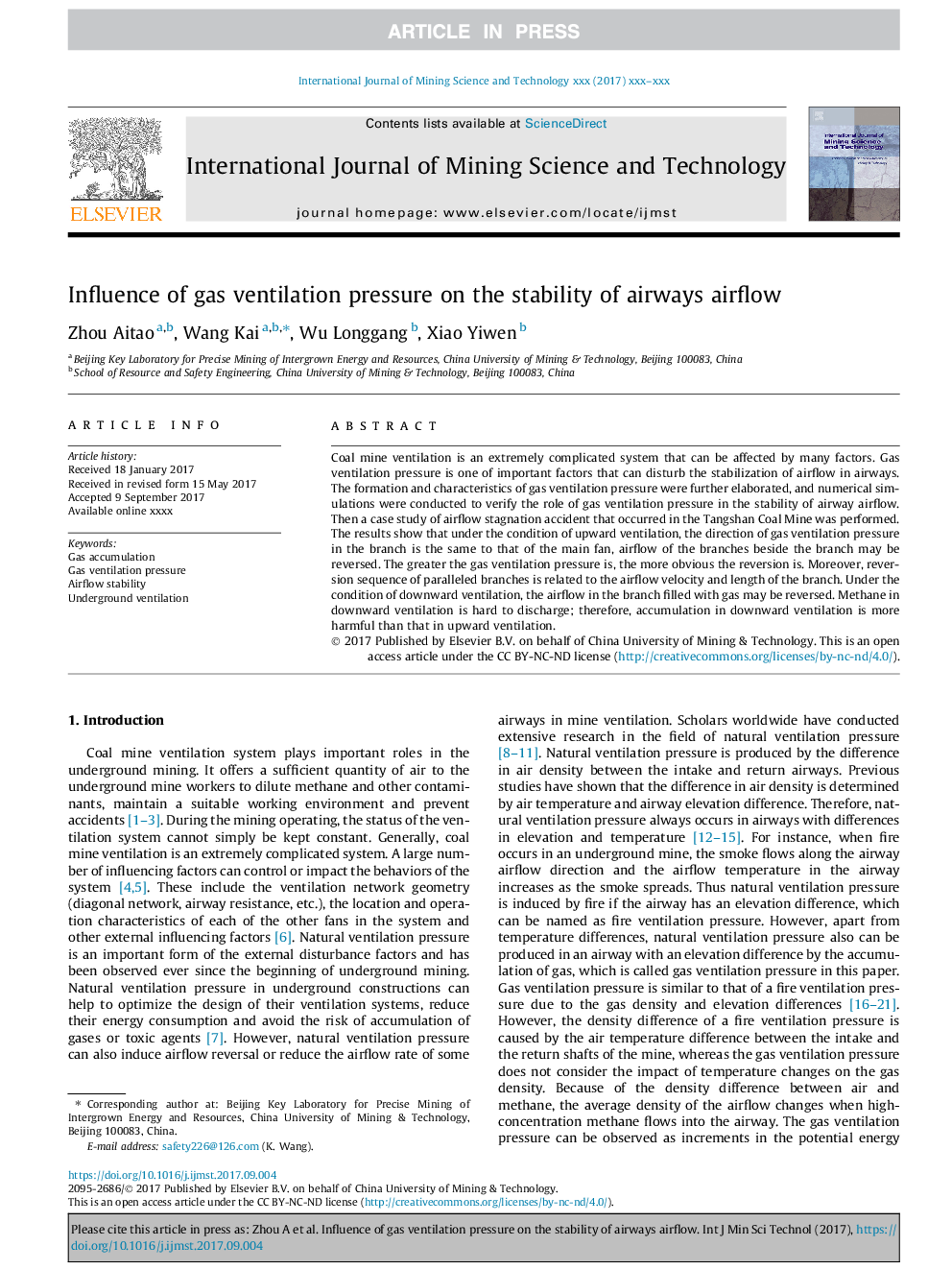 Influence of gas ventilation pressure on the stability of airways airflow