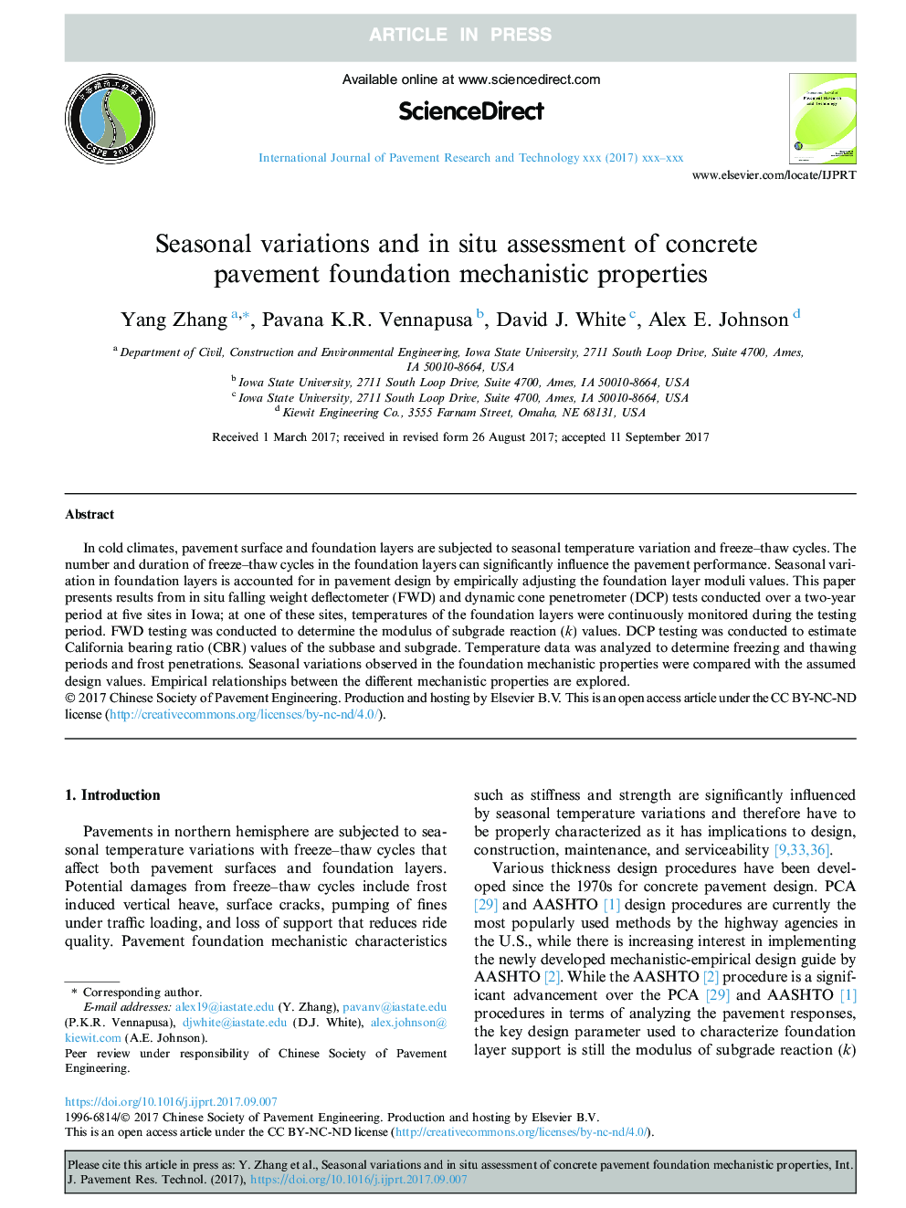 Seasonal variations and in situ assessment of concrete pavement foundation mechanistic properties