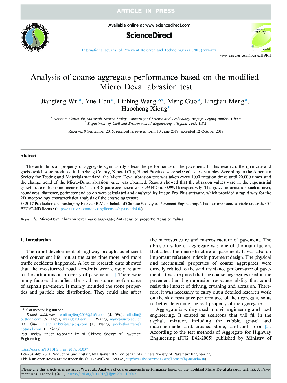 Analysis of coarse aggregate performance based on the modified Micro Deval abrasion test