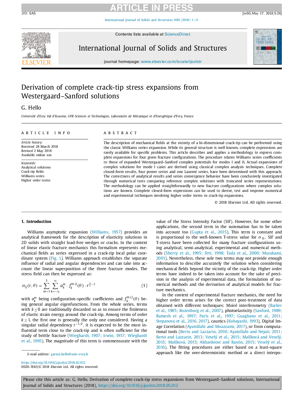 Derivation of complete crack-tip stress expansions from Westergaard-Sanford solutions