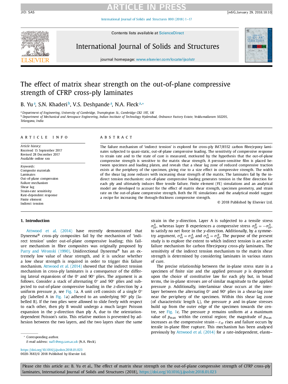 The effect of matrix shear strength on the out-of-plane compressive strength of CFRP cross-ply laminates