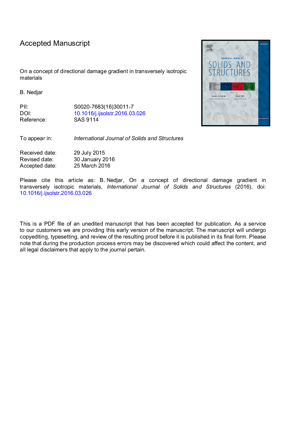 On a concept of directional damage gradient in transversely isotropic materials