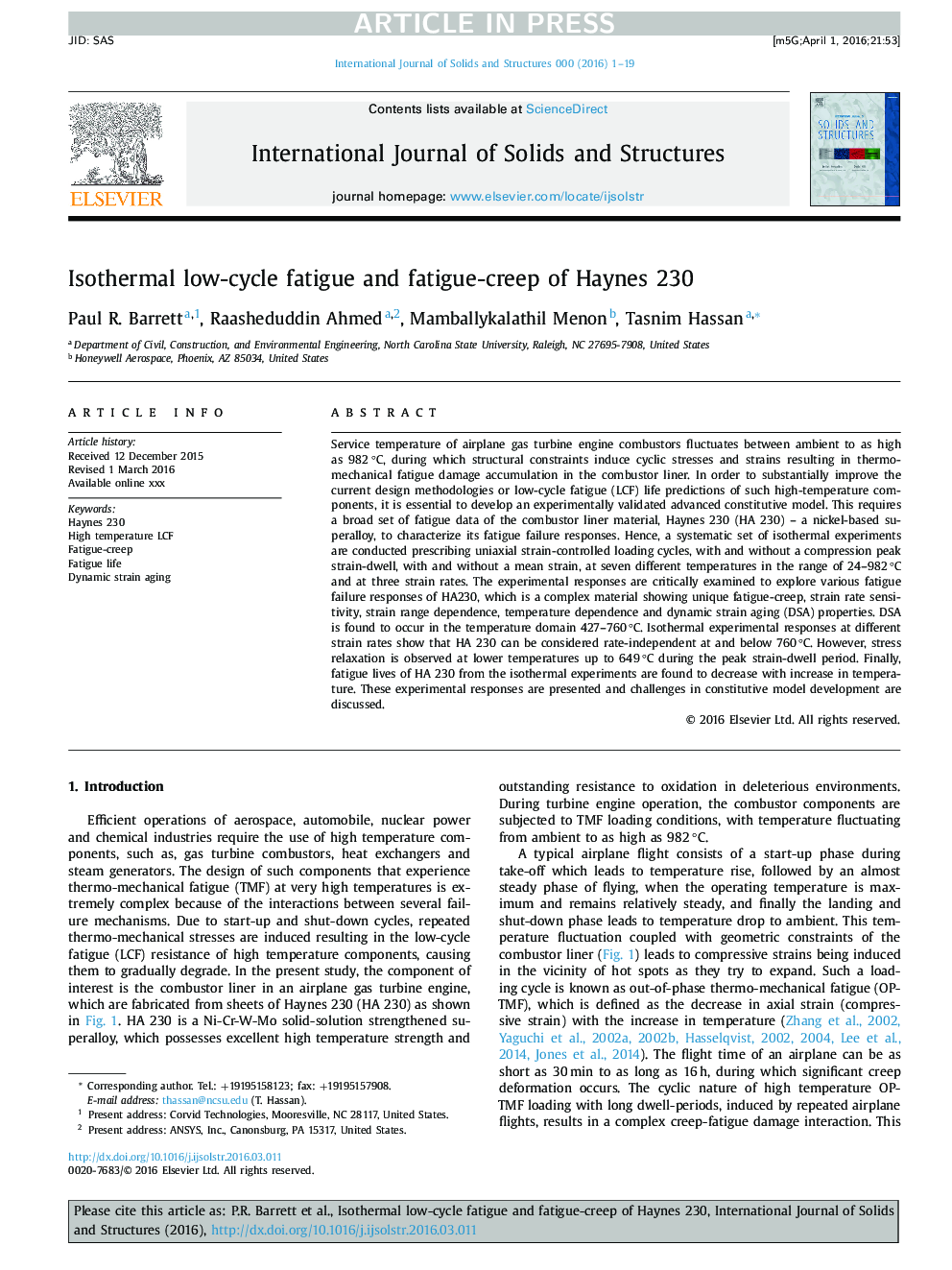 Isothermal low-cycle fatigue and fatigue-creep of Haynes 230