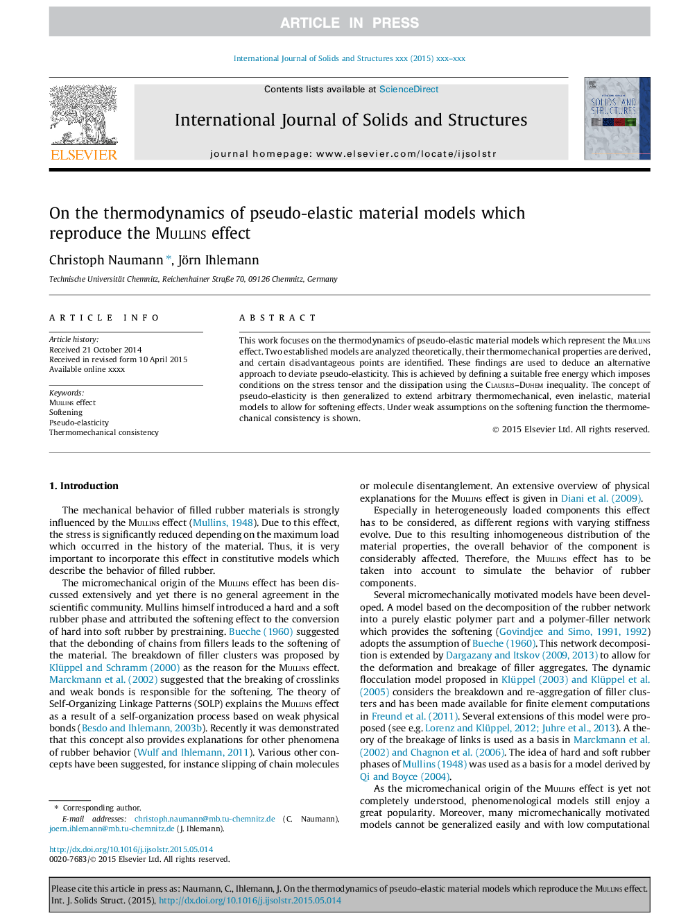 On the thermodynamics of pseudo-elastic material models which reproduce the Mullins effect