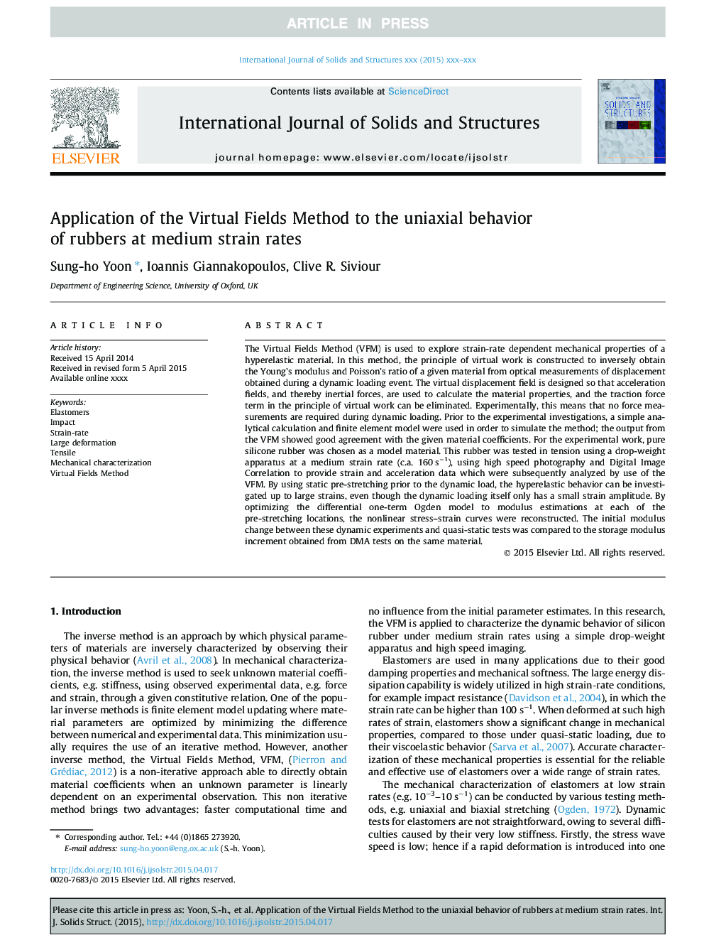 Application of the Virtual Fields Method to the uniaxial behavior of rubbers at medium strain rates