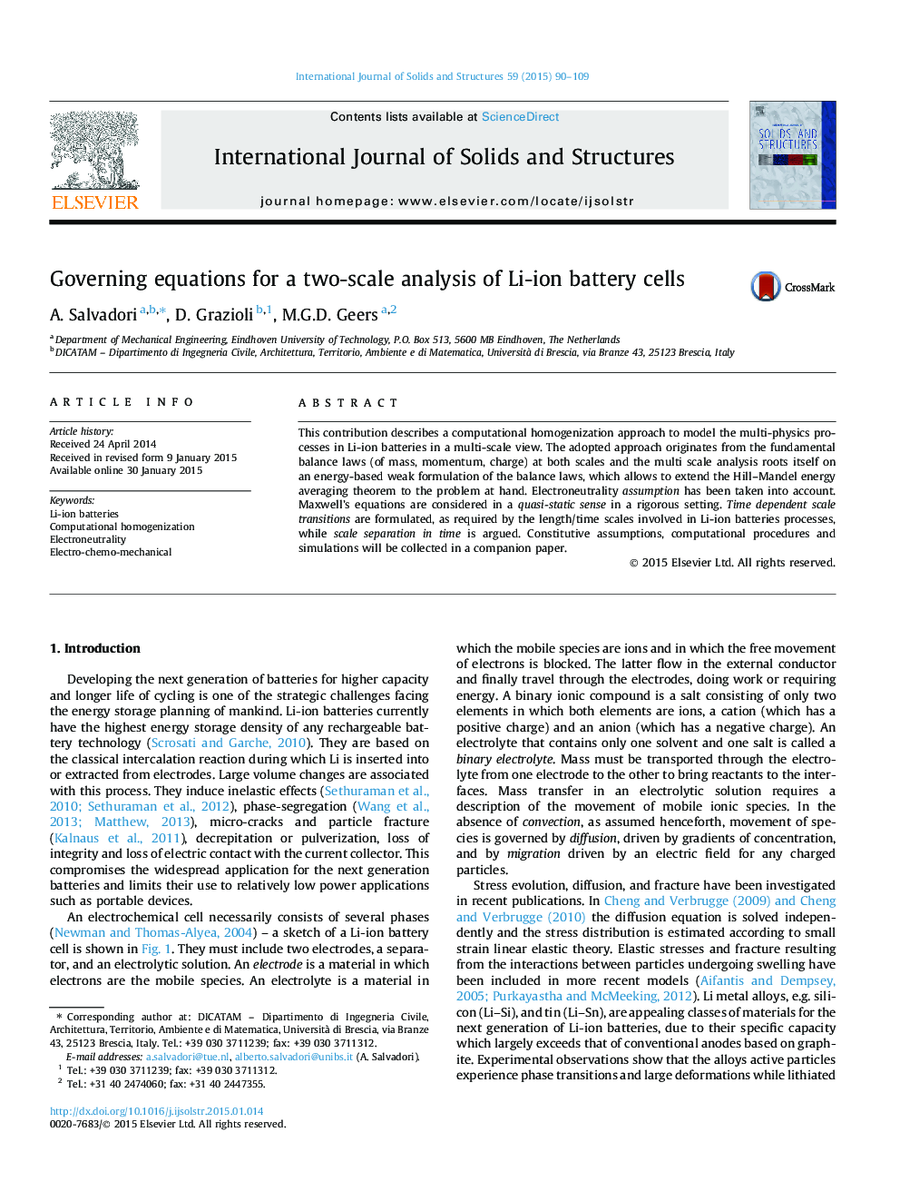 Governing equations for a two-scale analysis of Li-ion battery cells