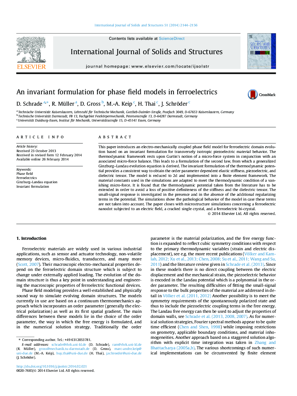 An invariant formulation for phase field models in ferroelectrics