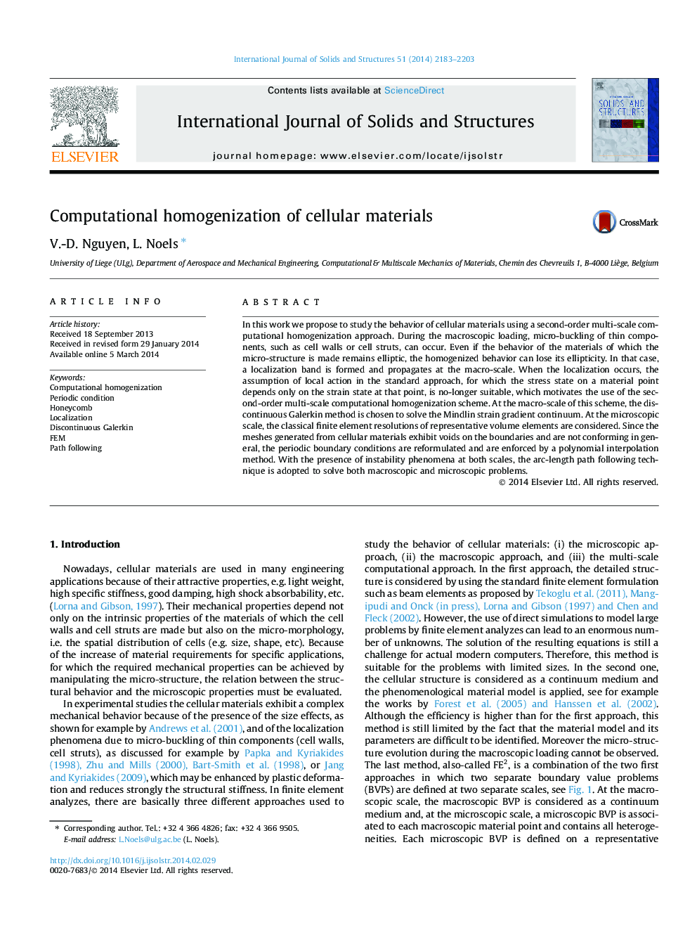 Computational homogenization of cellular materials