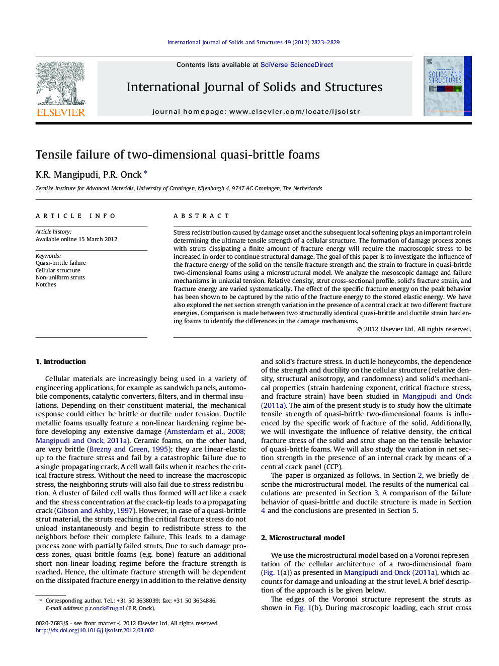 Tensile failure of two-dimensional quasi-brittle foams