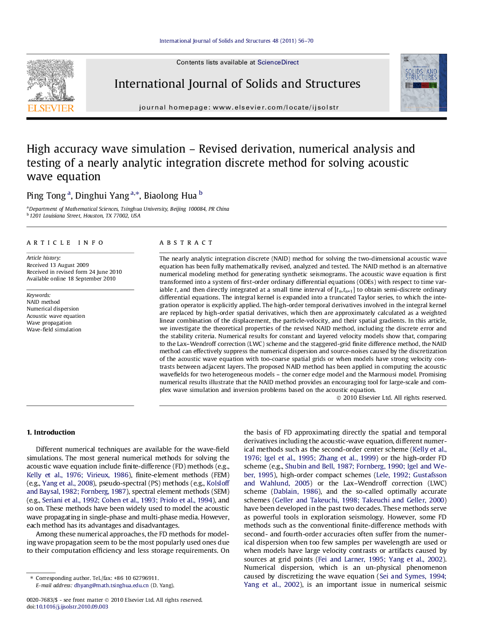 High accuracy wave simulation - Revised derivation, numerical analysis and testing of a nearly analytic integration discrete method for solving acoustic wave equation