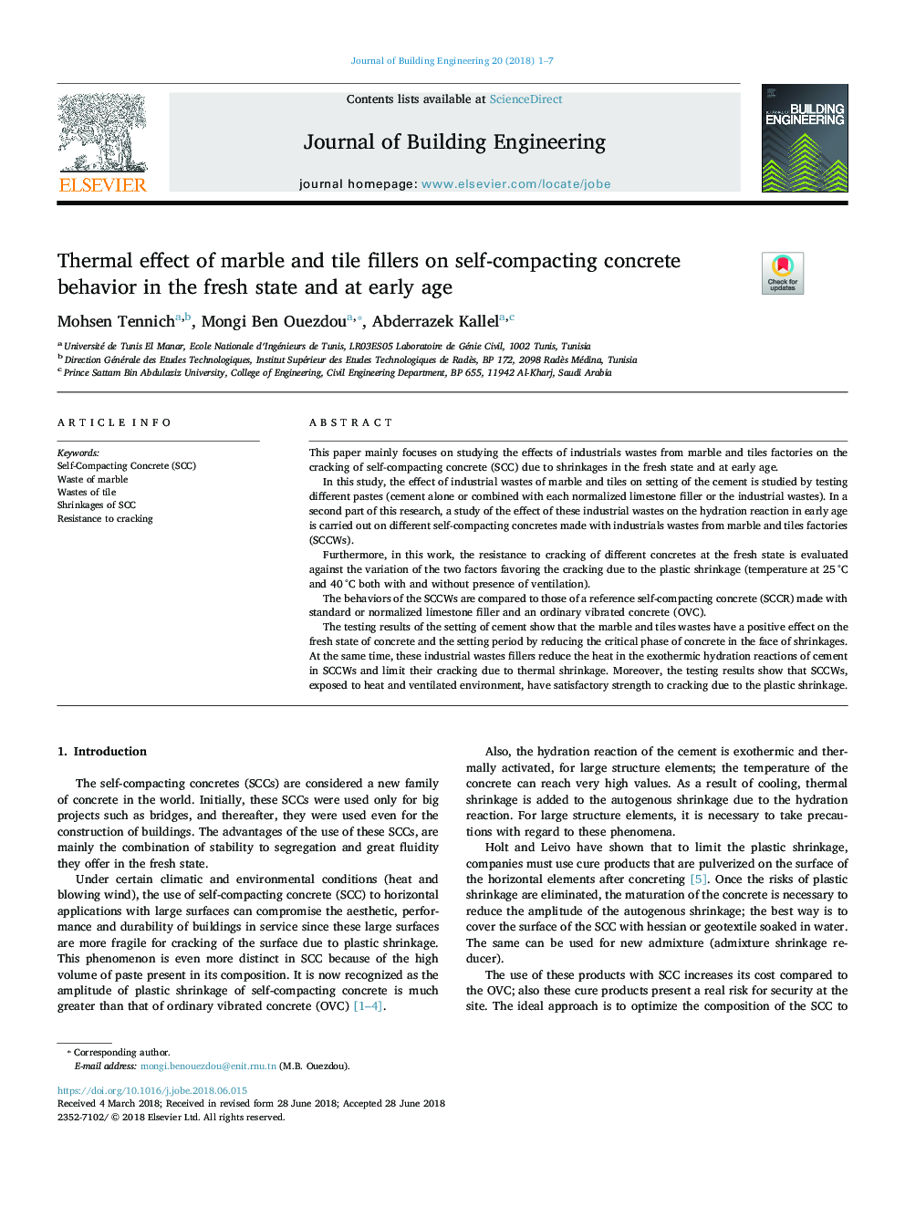 Thermal effect of marble and tile fillers on self-compacting concrete behavior in the fresh state and at early age