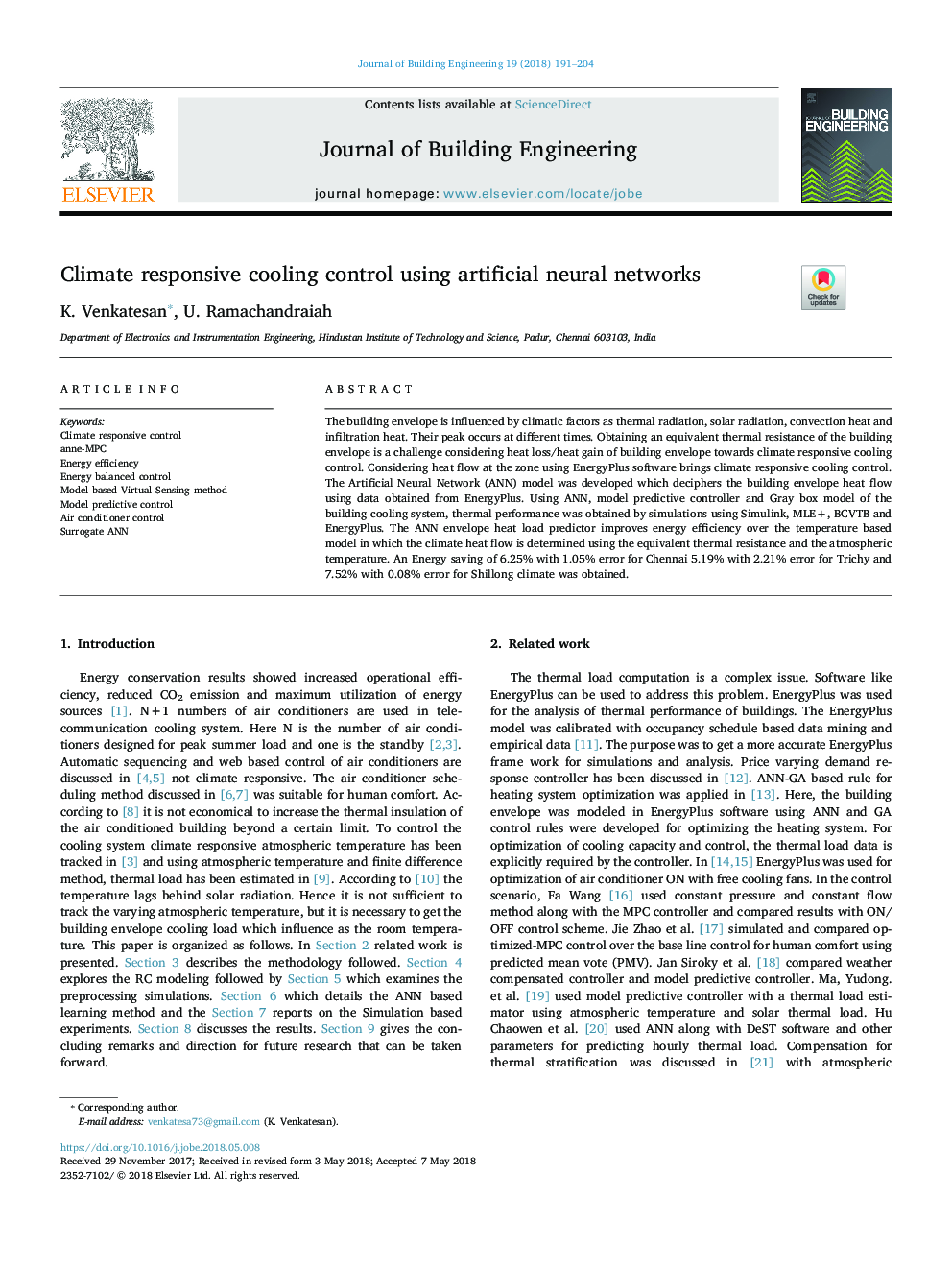 Climate responsive cooling control using artificial neural networks