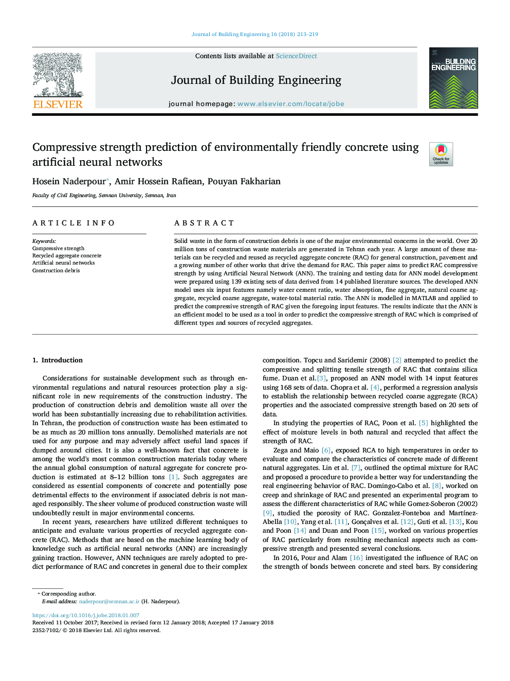 Compressive strength prediction of environmentally friendly concrete using artificial neural networks